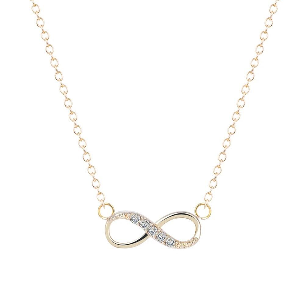 Loop Symbol Golden Crystal Dainty Necklace